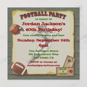 Rustic Vintage Football Party Invitations