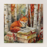Rustic Vintage Fox Books Woodland Fall Autumn Jigsaw Puzzle<br><div class="desc">Challenge yourself with this enchanting 20"x20" puzzle featuring 676 pieces. The artwork depicts a wise red fox resting on a stack of books in a birch forest, surrounded by autumn leaves and warm woodland colours. Perfect for puzzle enthusiasts, nature lovers, or anyone who enjoys cosy fall evenings, this puzzle offers...</div>