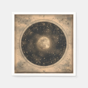 Rustic Vintage Full Moon Celestial Design Napkin