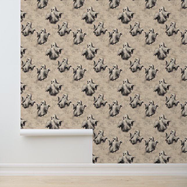 Rustic Vintage Ghost Pattern Wallpaper (Application)