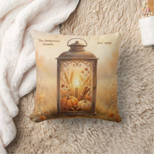 Rustic Vintage Golden Harvest Lantern Autumn Art Cushion