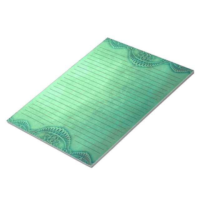 Rustic Vintage Green Lined Grunge Stationery Notepad (Angled)