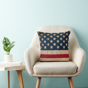 Rustic Vintage Grunge USA Flag Patriotic Cushion