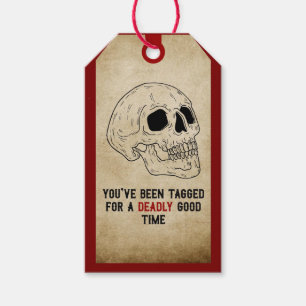 Rustic Vintage Halloween Skull Invitation Gift Tags