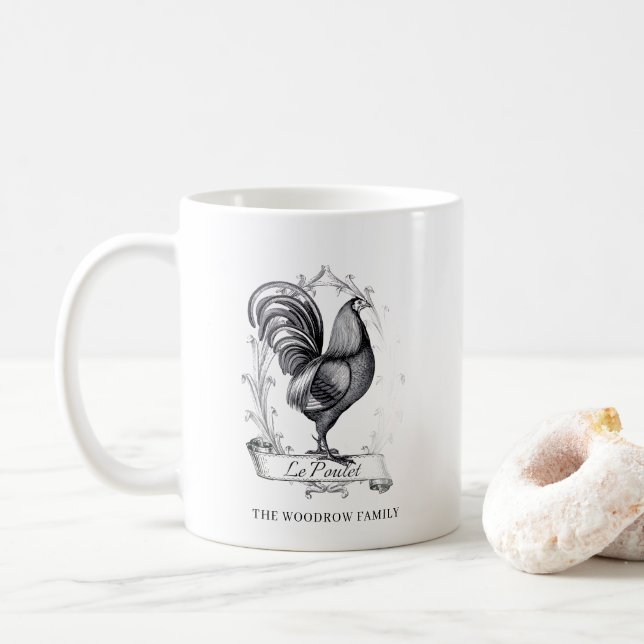Rustic Vintage Hen Family Name Farm  Coffee Mug (With Donut)
