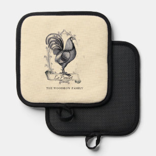 Rustic Vintage Hen Family Name Farm  Pot Holder