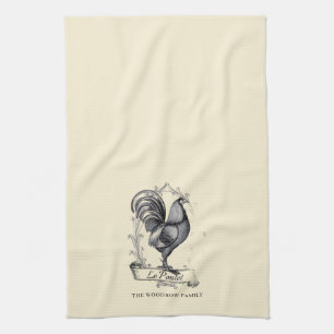 Rustic Vintage Hen Family Name Farm Tea Towel