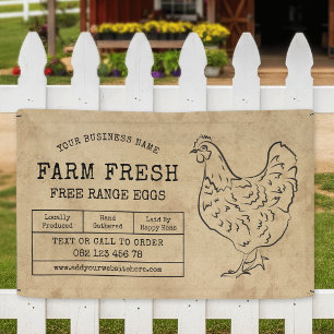 Rustic Vintage Hen Farm Fresh Eggs Marketing Banner