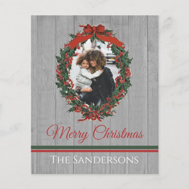 Rustic Vintage Holiday Photo Wreath Christmas (Front)