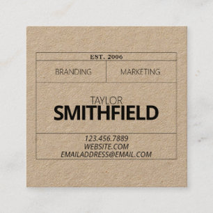 Rustic Vintage Industrial Kraft Contemporary Square Business Card