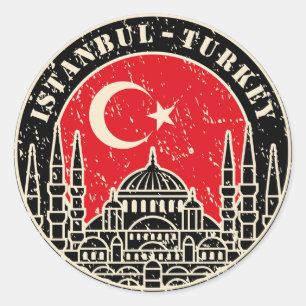 Rustic Vintage Istanbul Turkey City  Classic Round Sticker