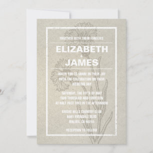 Rustic Vintage Ivory Wedding Invitations