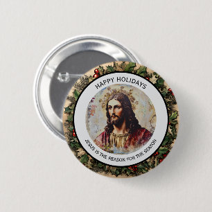 Rustic Vintage Jesus is the Reason for the Season 6 Cm Round Badge