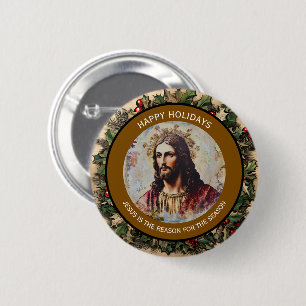 Rustic Vintage Jesus is the Reason for the Season 6 Cm Round Badge