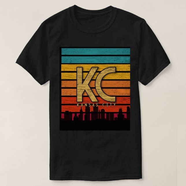 Rustic Vintage KC Kansas City T-Shirt (Design Front)
