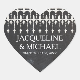 Rustic Vintage Lace Chalkboard Heart Typography Heart Sticker