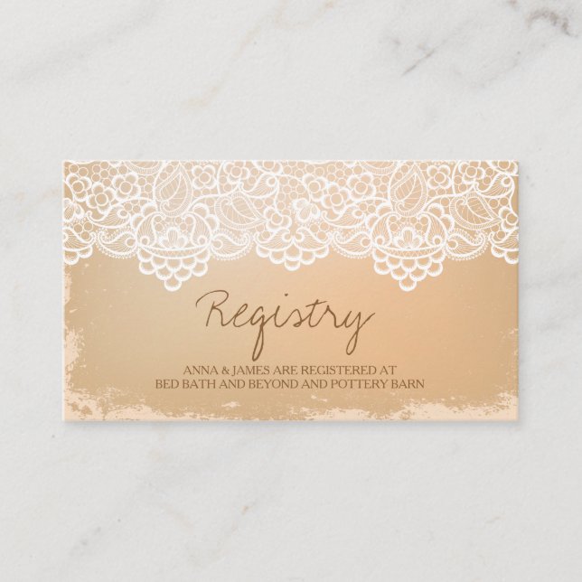 Rustic, Vintage Lace Registry Card (Front)