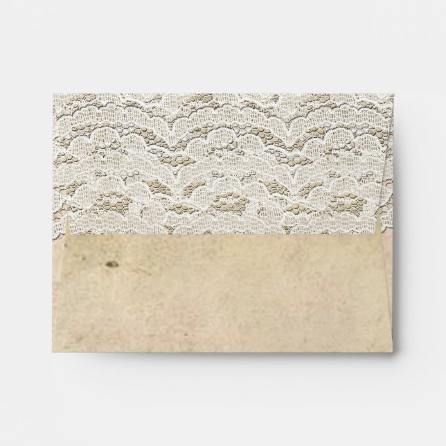 Rustic Vintage Lace Romance Invitation Envelope (Back (Top Flap))