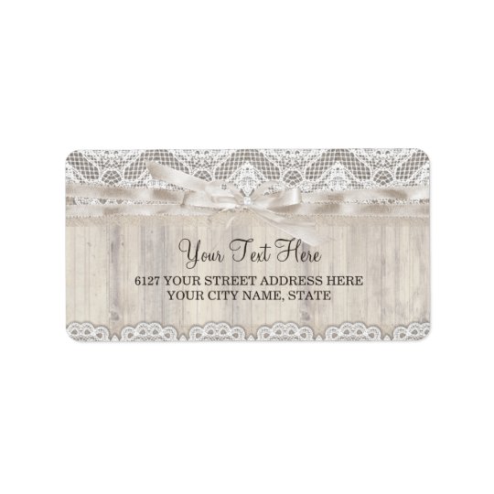 Rustic Vintage Lace & Wood Wedding Address Label