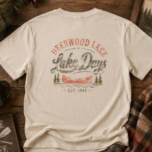 Rustic Vintage Lake Days Deerwood Lake Canoe T-Shirt