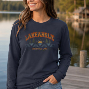 Rustic Vintage Lakeaholic Deerwood Lake T-Shirt