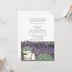Rustic Vintage Lavender Wood Lights Wedding Invitation