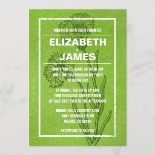 Rustic Vintage Lime Green Wedding Invitations