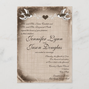 Rustic Vintage Love Birds Wedding Invitations
