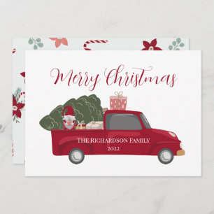 Rustic Vintage Merry Christmas Red Truck Tree