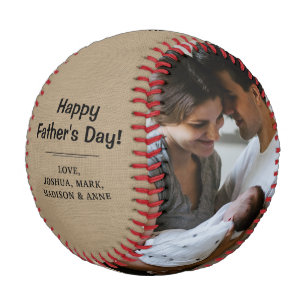 Rustic Vintage Modern Photo Happy Father's Day Baseball