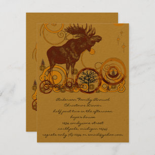Rustic Vintage Moose Christmas Invitation