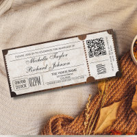 Rustic Vintage Movie Ticket with RSVP QR Code