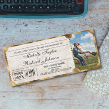 Rustic Vintage Movie Ticket with RSVP QR Code