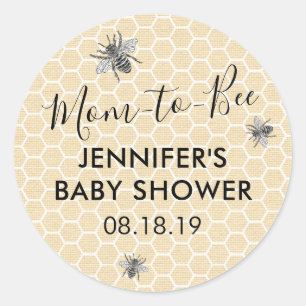 Rustic Vintage Mum to Bee Baby Shower Classic Round Sticker