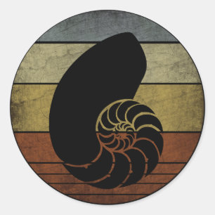 RUSTIC VINTAGE NAUTILUS CLASSIC ROUND STICKER