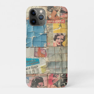 Rustic Vintage Newspaper Patchwork Collage (10) iPhone 11 Pro Case