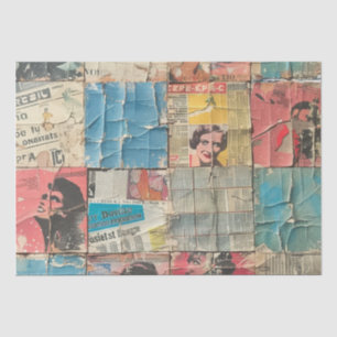 Rustic Vintage Newspaper Patchwork Collage (10) Tissue Paper