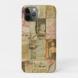 Rustic Vintage Newspaper Patchwork Collage (6) iPhone 11 Pro Case