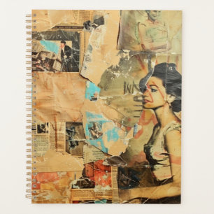 Rustic Vintage Newspaper Patchwork Collage (8) Planner