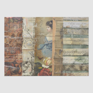 Rustic Vintage Newspaper Patchwork Collage (9) Tissue Paper