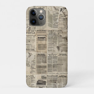 Rustic Vintage Newspaper Patchwork Collage iPhone 11 Pro Case