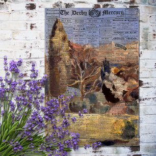 Rustic Vintage Newspaper Texture Decoupage Tissue Paper