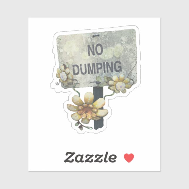 Rustic Vintage No Dumping Flower Sign (Sheet)