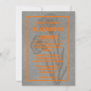 Rustic Vintage Orange Wedding Invitations