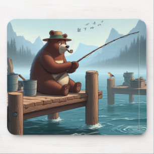 Rustic, vintage outdoorsman bear mountain mouse mat