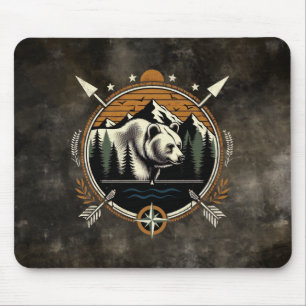 Rustic, vintage outdoorsman bear mountain mouse mat