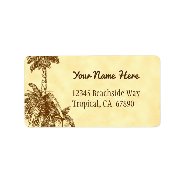 Rustic Vintage Palm Tree Editable Address Label (Front)