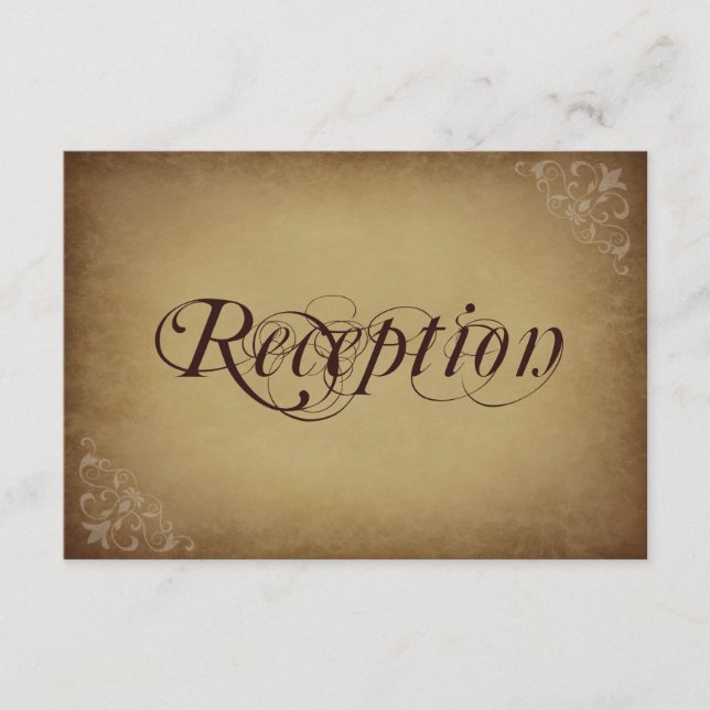 Rustic Vintage Paper Wedding Reception Cards (Front)