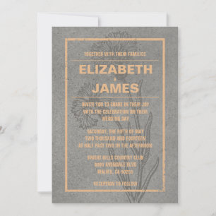 Rustic Vintage Peach Wedding Invitations