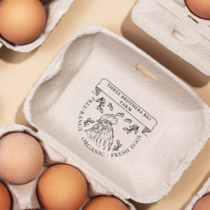 Rustic Vintage Personalised Egg Carton Custom Farm Rubber Stamp